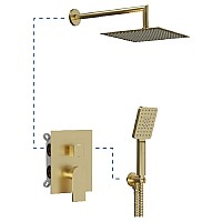 Душевая система AQG Alpha, с верхним душем и кронштейном, матовое золото