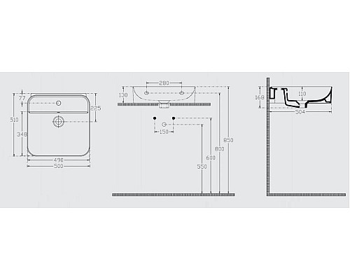 Раковина Isvea SistemaU 50 см накладная белый 10PL53050SV