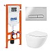 Комплект унитаза с инсталляцией BelBagno Amanda BB051CHR/BB051SC/BB002-80/BB005-PR-CHROME с сиденьем Микролифт и клавишей смыва Хром глянцевый