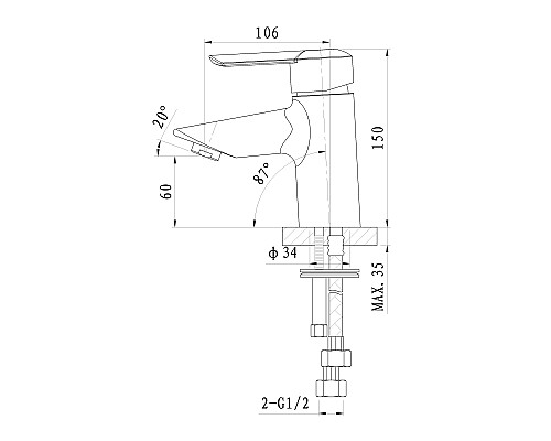 Смеситель для раковины Wonzon&Woghand BAROQUE, Хром WW-191101-CR