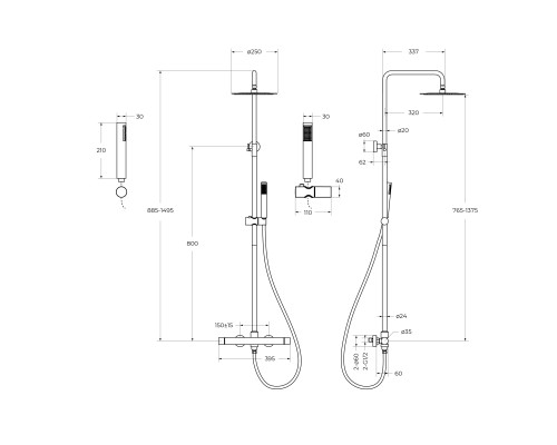 Душевая система BelBagno UNO UNO-DOCM-CRM Хром