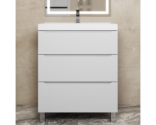 Тумба под раковину 70 см, Uperwood Tanos, напольная, белая, 3 ящика