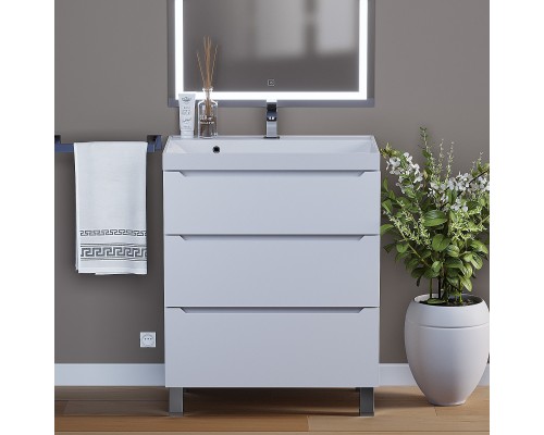 Тумба под раковину 70 см, Uperwood Tanos, напольная, белая, 3 ящика
