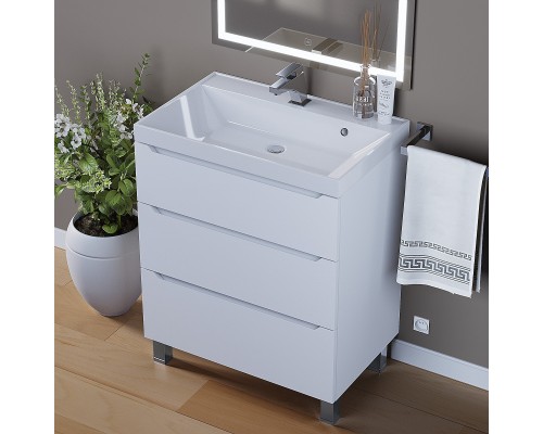 Тумба под раковину 70 см, Uperwood Tanos, напольная, белая, 3 ящика