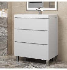 Тумба под раковину 70 см, Uperwood Tanos, напольная, белая, 3 ящика