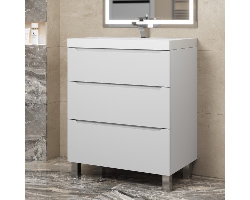Тумба под раковину 70 см, Uperwood Tanos, напольная, белая, 3 ящика