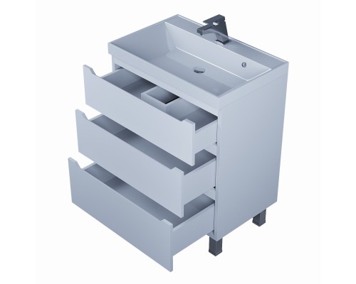 Тумба под раковину 70 см, Uperwood Tanos, напольная, белая, 3 ящика