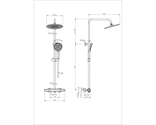 Душевая система с термостатом Wonzon&Woghand, Брашированное золото