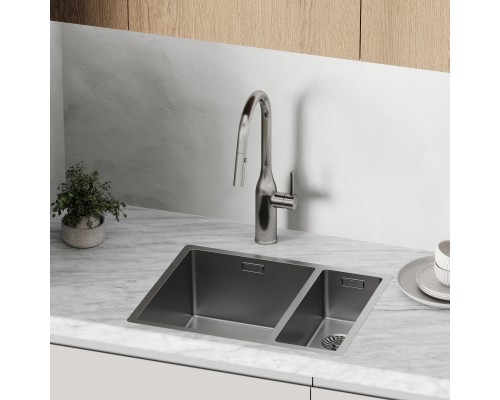 Смеситель для кухни SANCOS Grand SC4002BNG с выдвижным изливом, нержавеющая сталь