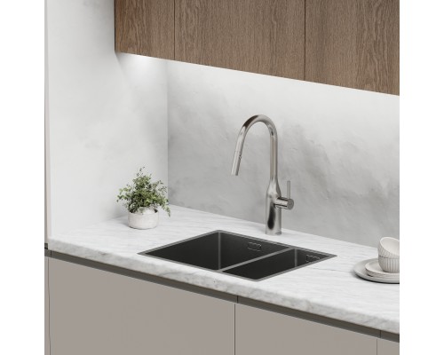 Смеситель для кухни SANCOS Grand SC4002BNG с выдвижным изливом, нержавеющая сталь