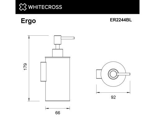 Дозатор для жидкого мыла подвесной WHITECROSS Ergo (черный мат)