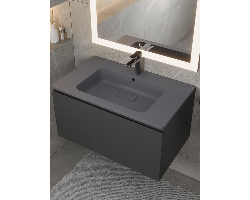 Раковина для ванной 80 см, Uperwood Lagoon Quartz, серая матовая, серый шелк