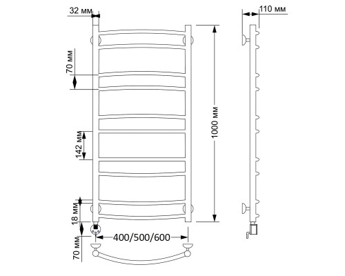 Полотенцесушитель латунный Secado Милан 2 50х100, электрический R, бронза