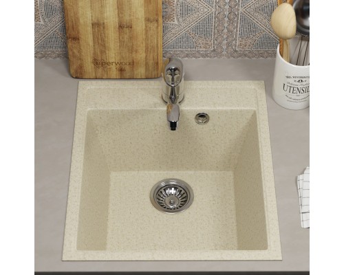Кухонная мойка из искусственного камня Uperwood ECON UPD-404-002, бежевая матовая