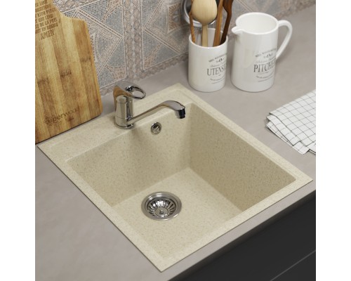 Кухонная мойка из искусственного камня Uperwood ECON UPD-404-002, бежевая матовая