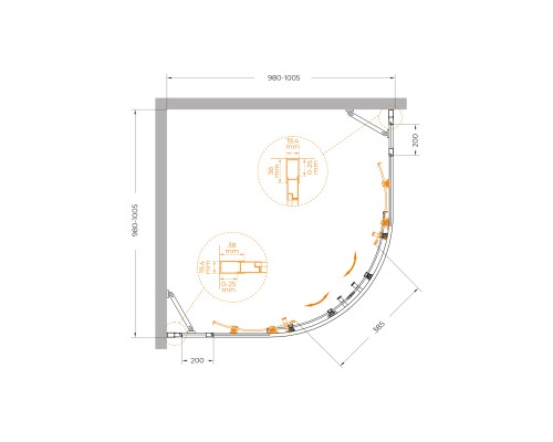 Душевой уголок Cezares Molveno R-22 100х100 MOLVENO-R-22-80+20-C-Cr-IV профиль Хром стекло прозрачное