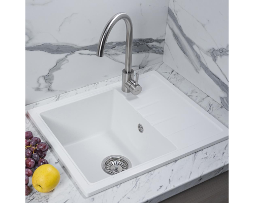 Кухонная мойка c крылом 570х460 Reflexion Plato RX1457WH, белый