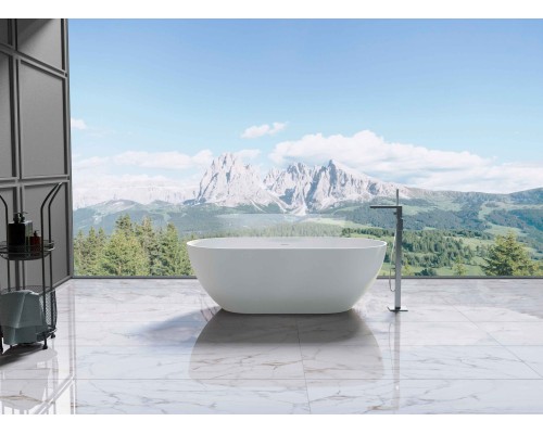 Ванна из искусственного камня Vincea VBT-4S04MW, 170x80x56, белый мат, со слив-переливом