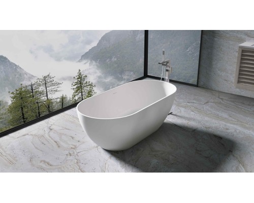 Ванна из искусственного камня Vincea VBT-4S04MW, 170x80x56, белый мат, со слив-переливом