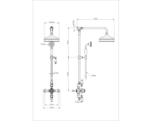 Душевая система с термостатом Wonzon&Woghand, Черный матовый