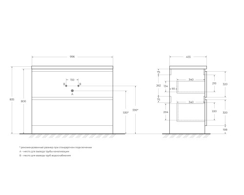 Тумба под раковину BelBagno 100 ALBANO-1000-2C-PIA-BL Bianco Lucido