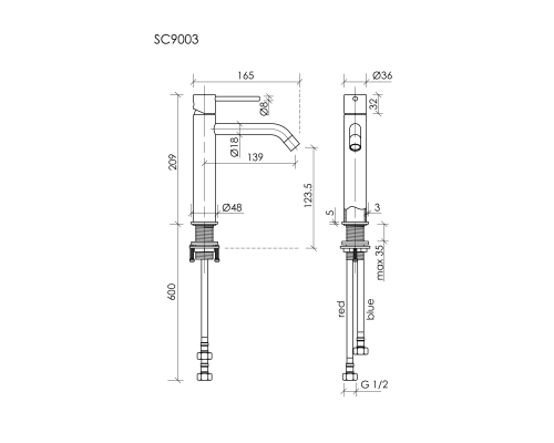 Смеситель для раковины SANCOS Etna, вороненая сталь, SC9003GG