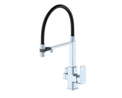 Смеситель для кухни с гибким изливом и подключением фильтра Wonzon&Woghand, Хром