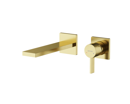Смеситель для раковины SANCOS Linn c внутренней частью, брашированное золото, SC9021BG