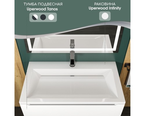 Раковина для ванной 80 см, Uperwood Infinity, белая глянцевая