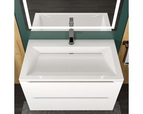 Раковина для ванной 80 см, Uperwood Infinity, белая глянцевая