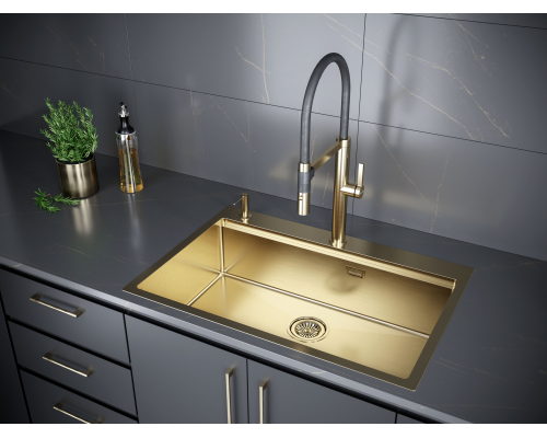 Мойка для кухни Paulmark VAST-PRO PM707551-BS брашированное золото 750х510