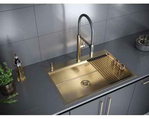 Мойка для кухни Paulmark VAST-PRO PM707551-BS брашированное золото 750х510