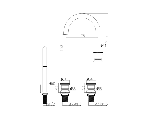 Смеситель для раковины ALTROBAGNO Рикко (Ricco) 010603 Cr