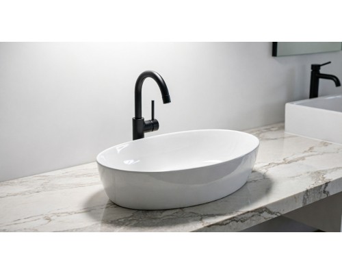 Раковина-чаша из искусственного камня накладная Flere Ovale 58x35x15 (белый глянец)