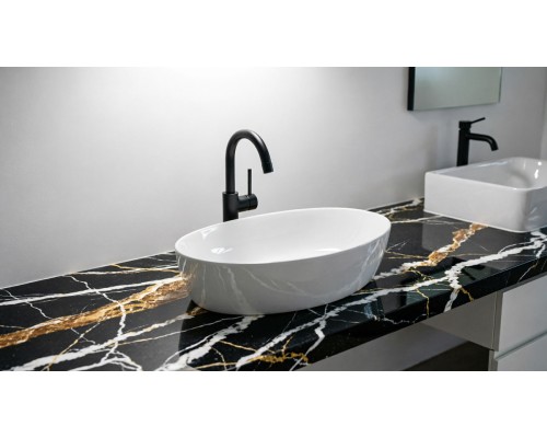 Раковина-чаша из искусственного камня накладная Flere Ovale 58x35x15 (белый глянец)