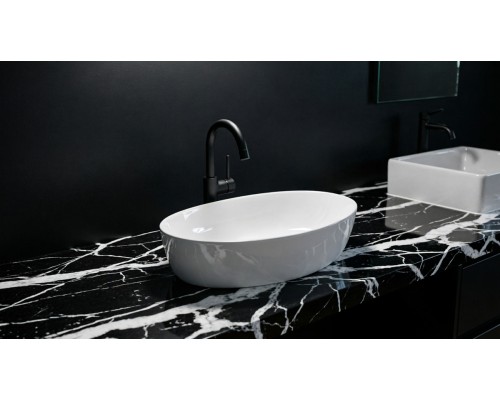 Раковина-чаша из искусственного камня накладная Flere Ovale 58x35x15 (белый глянец)
