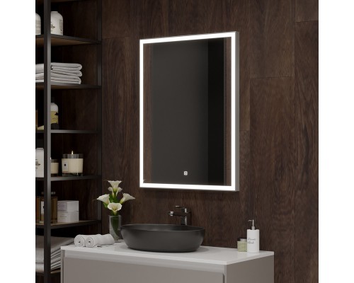 Зеркало Континент Frame Silver 600х800 с подсветкой с сенсорным выключателем