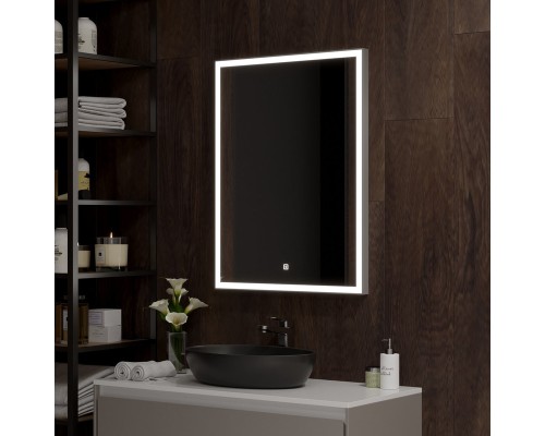 Зеркало Континент Frame Silver 600х800 с подсветкой с сенсорным выключателем