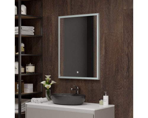 Зеркало Континент Frame Silver 600х800 с подсветкой с сенсорным выключателем