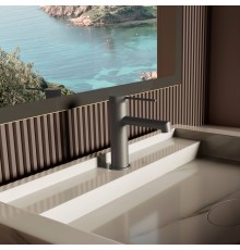 Смеситель для раковины Vincea Rim VBF-2RM1GM однорычажный, вороненая сталь