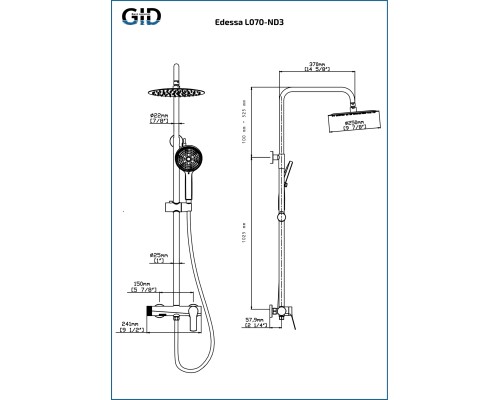 Душевая стойка Gid Edessa L070-CH-ND3
