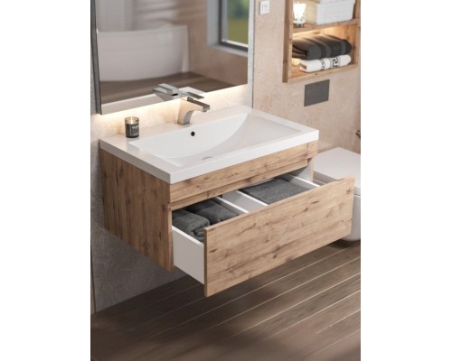 Тумба под раковину подвесная Uperwood Eva 74х47,2х35 см, Крафт Табачный