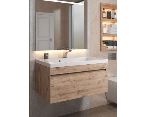 Тумба под раковину подвесная Uperwood Eva 74х47,2х35 см, Крафт Табачный