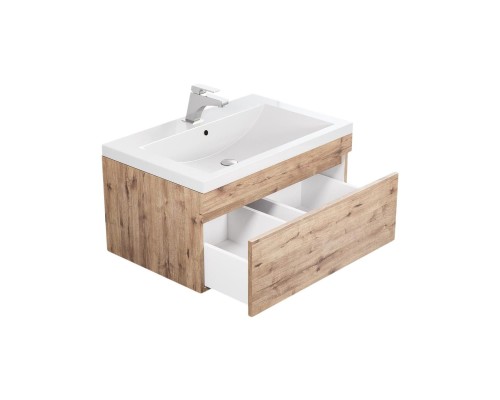 Тумба под раковину подвесная Uperwood Eva 74х47,2х35 см, Крафт Табачный