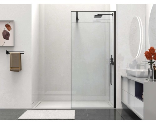Душевая перегородка Vincea Walk-In VSW-1HS10CLB, 100x200, черный матовый, стекло прозрачное