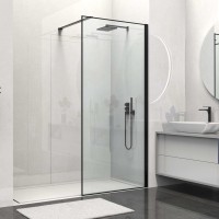 Душевая перегородка Vincea Walk-In VSW-1HS90CLB, 90x200, черный матовый, стекло прозрачное