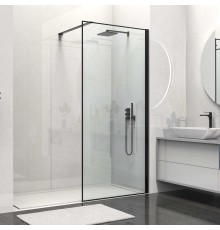 Душевая перегородка Vincea Walk-In VSW-1HS10CLB, 100x200, черный матовый, стекло прозрачное