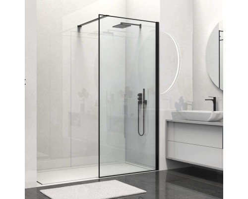 Душевая перегородка Vincea Walk-In VSW-1HS10CLB, 100x200, черный матовый, стекло прозрачное