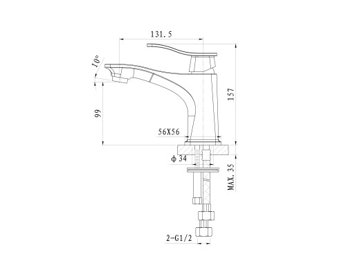 Смеситель для раковины Wonzon&Woghand NAVIA, Хром WW-181101-CR