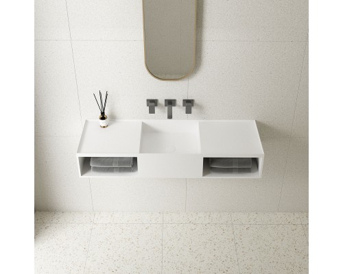 Раковина из искусственного камня Vincea VWB-6S212MW 1200x400x200 подвесная белый матовый